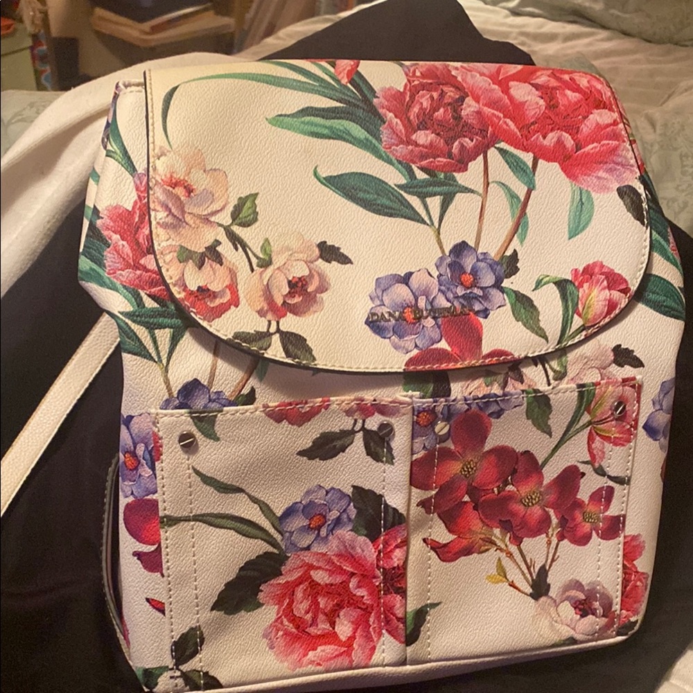 Dana Buchman Red and Pink Floral Backpack